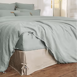 Margaux - Housse de Couette 260x240cm Lin Lavé Coloris Eucalyptus - Gris
