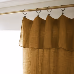 Margaux - Rideau Ajustable 140x270cm Lin Lavé Caramel + 8 Anneaux Pince - Marron