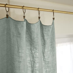 Margaux - Rideau Ajustable 140x270cm Lin Lavé Eucalyptus + 8 Anneaux Pince - Gris