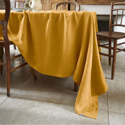 MARGAUX - Nappe Rectangulaire 170x250cm Lin Lavé Coloris Miel
