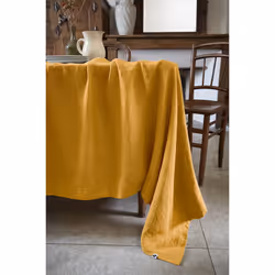 MARGAUX - Nappe Rectangulaire 170x250cm Lin Lavé Coloris Miel