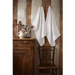 Altobuy - margaux - Lot de 2 Torchons Essuie-vaisselle 50x70cm Lin Lavé Craie - Blanc