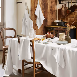 Altobuy - margaux - Lot de 2 Torchons Essuie-vaisselle 50x70cm Lin Lavé Craie - Blanc