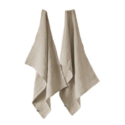 Altobuy - margaux - Lot de 2 Torchons Essuie-vaisselle 50x70cm Lin Lavé Sable - Greige