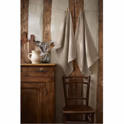 Altobuy - margaux - Lot de 2 Torchons Essuie-vaisselle 50x70cm Lin Lavé Sable - Greige