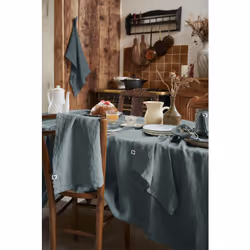 MARGAUX - Lot de 2 Torchons Essuie-vaisselle 50x70cm Lin Lavé Ardoise