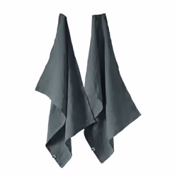 MARGAUX - Lot de 2 Torchons Essuie-vaisselle 50x70cm Lin Lavé Ardoise - Vue supplémentaire 4