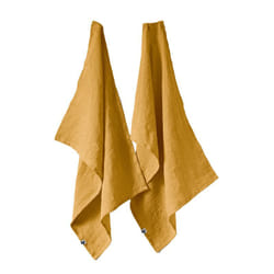 Altobuy - margaux - Lot de 2 Torchons Essuie-vaisselle 50x70cm Lin Lavé Miel - Jaune