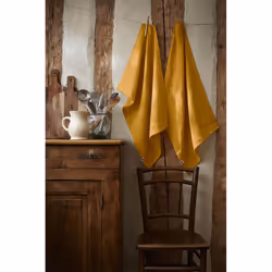 Altobuy - margaux - Lot de 2 Torchons Essuie-vaisselle 50x70cm Lin Lavé Miel - Jaune