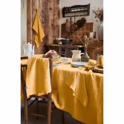 Altobuy - margaux - Lot de 2 Torchons Essuie-vaisselle 50x70cm Lin Lavé Miel - Jaune - Vue supplémentaire 4
