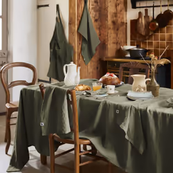 Altobuy - margaux - Lot de 2 Torchons Essuie-vaisselle 50x70cm Lin Lavé Thym - Vert