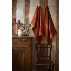 Altobuy - margaux - Lot de 2 Torchons Essuie-vaisselle 50x70cm Lin Lavé Paprika - Rouille