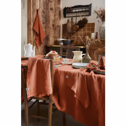 Altobuy - margaux - Lot de 2 Torchons Essuie-vaisselle 50x70cm Lin Lavé Paprika - Rouille - Vue supplémentaire 4