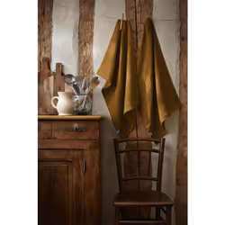 Altobuy - margaux - Lot de 2 Torchons Essuie-vaisselle 50x70cm Lin Lavé Caramel - Marron