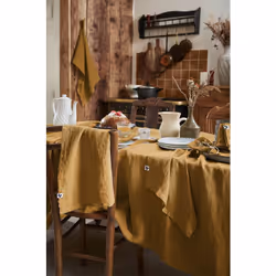 Altobuy - margaux - Lot de 2 Torchons Essuie-vaisselle 50x70cm Lin Lavé Caramel - Marron - Vue supplémentaire 4