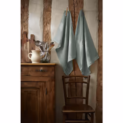 Altobuy - margaux - Lot de 2 Torchons Essuie-vaisselle 50x70cm Lin Lavé Eucalyptus - Gris