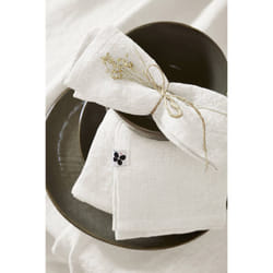 MARGAUX - Lot de 3 Serviettes 40x40cm Lin Lavé Coloris Craie