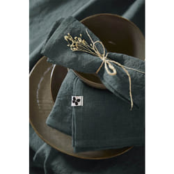 MARGAUX - Lot de 3 Serviettes 40x40cm Lin Lavé Coloris Ardoise