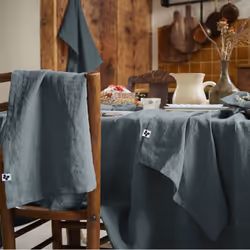 MARGAUX - Lot de 3 Serviettes 40x40cm Lin Lavé Coloris Ardoise