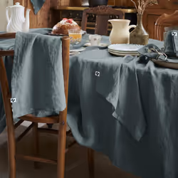 MARGAUX - Lot de 3 Serviettes 40x40cm Lin Lavé Coloris Ardoise - Vue supplémentaire 4
