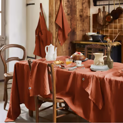 MARGAUX - Lot de 3 Serviettes 40x40cm Lin Lavé Coloris Paprika