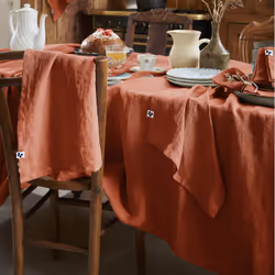 MARGAUX - Lot de 3 Serviettes 40x40cm Lin Lavé Coloris Paprika - Vue supplémentaire 4