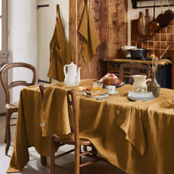 MARGAUX - Lot de 3 Serviettes 40x40cm Lin Lavé Coloris Caramel