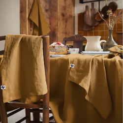 MARGAUX - Lot de 3 Serviettes 40x40cm Lin Lavé Coloris Caramel