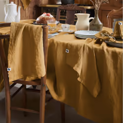 MARGAUX - Lot de 3 Serviettes 40x40cm Lin Lavé Coloris Caramel - Vue supplémentaire 4
