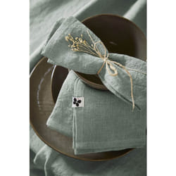 MARGAUX - Lot de 3 Serviettes 40x40cm Lin Lavé Coloris Eucalyptus