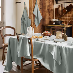 MARGAUX - Lot de 3 Serviettes 40x40cm Lin Lavé Coloris Eucalyptus