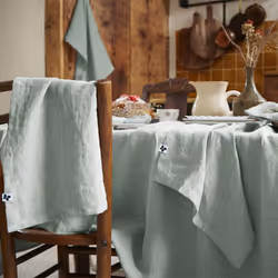 MARGAUX - Lot de 3 Serviettes 40x40cm Lin Lavé Coloris Eucalyptus