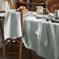 MARGAUX - Lot de 3 Serviettes 40x40cm Lin Lavé Coloris Eucalyptus - Vue supplémentaire 4