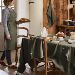 MARGAUX - Tablier Ajustable avec Poche 70x85cm Lin Lavé Coloris Thym