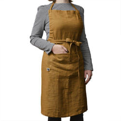 MARGAUX - Tablier Ajustable avec Poche 70x85cm Lin Lavé Coloris Caramel