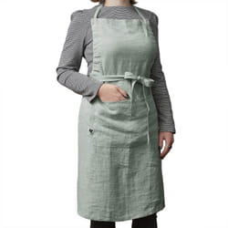 MARGAUX - Tablier Ajustable avec Poche 70x85cm Lin Lavé Coloris Eucalyptus