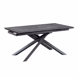 PILOM - Table de Repas Allongeable Céramique Gris Anthracite