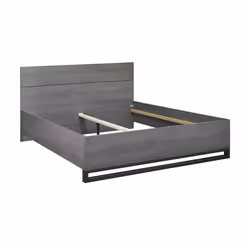CARLIN - Lit 160x200 Aspect Bois Gris et Piètement Avant en Métal Noir