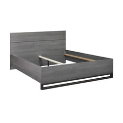 CARLIN - Lit 160x200 Aspect Bois Gris et Piètement Avant en Métal Noir