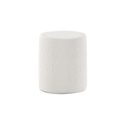 CONNIE - Pouf Rond 41cm Tissu Bouclé Blanc