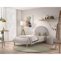 Connie - Pouf Rond 41cm Tissu Bouclé Gris
