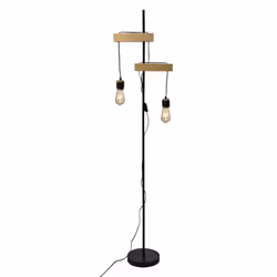 ARMELE - Lampadaire en Métal Noir et Bois