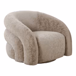 BUBBLE - Fauteuil Tissu Velours Texturé Beige Pivotant