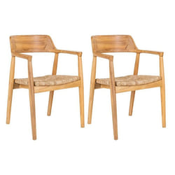 VANCOUVER - Lot de 2 Chaises en Bois de Sungai et Assise en Paille Naturelle
