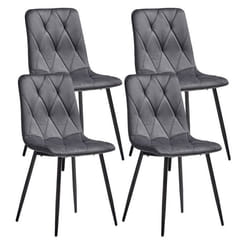 CARINE - Lot de 4 Chaises Capitonnées Grises Pieds Bois