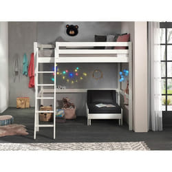 SLEEPY - Lit Mezzanine Blanc 140x200cm avec Fauteuil