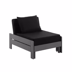 SLEEPY - Fauteuil Convertible d'appoint en Pin Laqué Gris avec Coussins