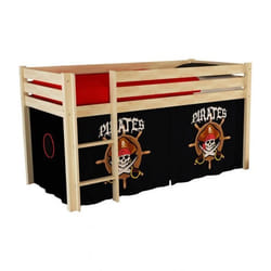 SLEEPY - Lit Mi-Haut en Pin Naturel 90x200cm Housse Pirates