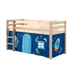 SLEEPY - Lit Mi-Haut en Pin Naturel 90x200cm Housse Astro