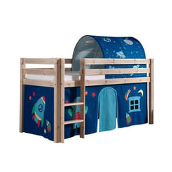 SLEEPY - Lit Mi-Haut en Pin Naturel 90x200cm Housse et Tunnel Astro